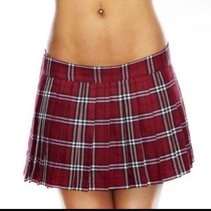 low rise plaid y2k red pleated mini skirt